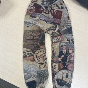 Vintage Travel Tapestry kids pants  - Scenic Collage Print